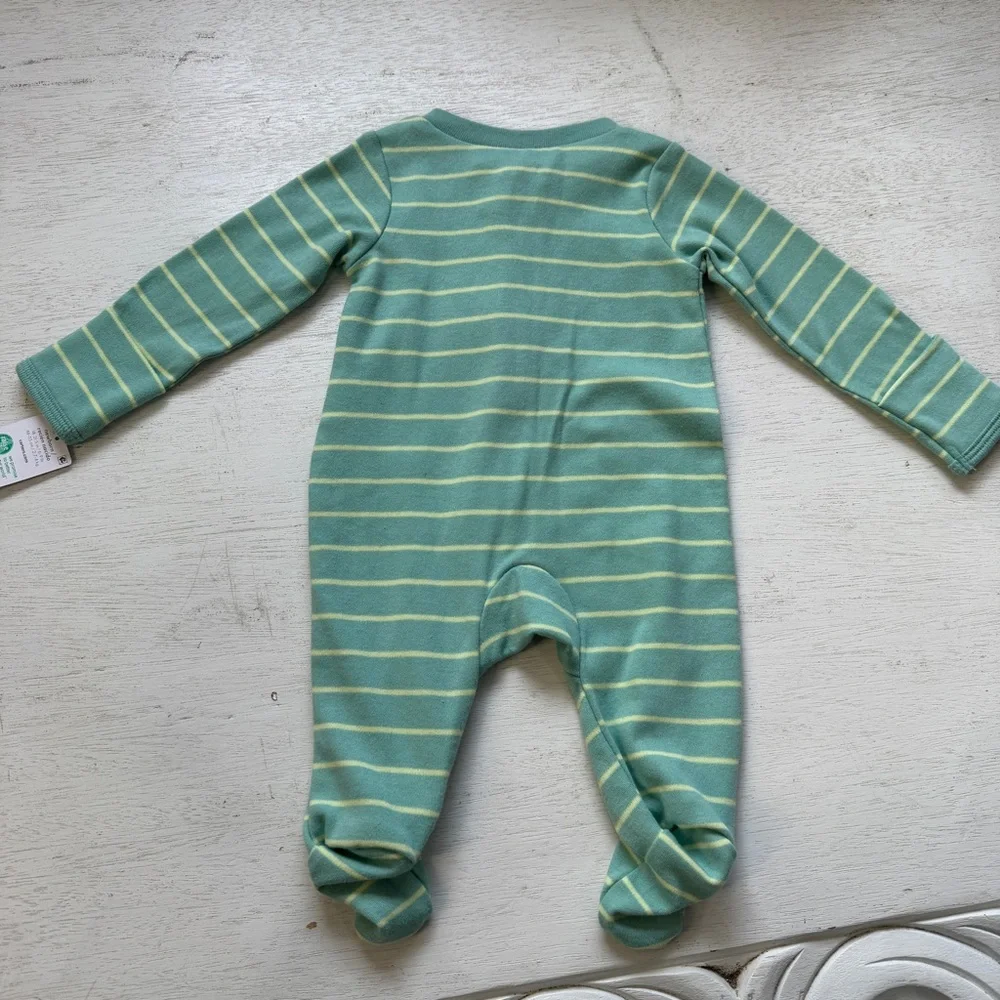 NWT Carters Footie Pajama Stripe Chameleon Lizard Newborn‎ Green Pascal Tangled